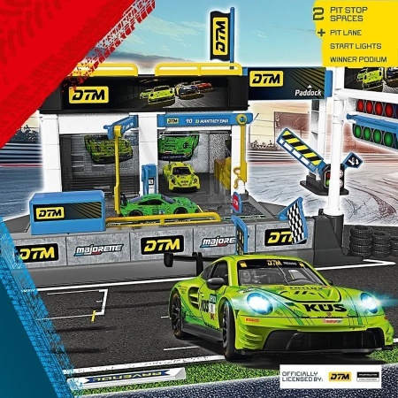MAJORETTE SET MOTORSPORT DTM CU MASINUTA INCLUSA PORSCHE 911 GT3 R SCARA 1 LA 64 - Img 3