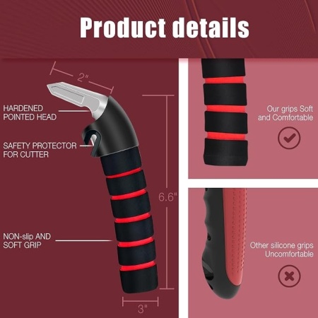 Maner de sprijin auto multifunctional pentru batrani si persoane cu dizabilitati, bara asistenta iesire din masina cu prindere pe incuietoarea portierei, Rosu - Img 7