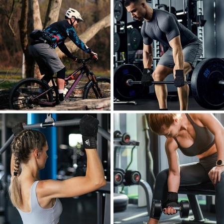 Mănuși de Fitness și Culturism flintronic cu Fașă Reglabilă pentru Încheietură, Palmă Căptușită cu Spumă EVA 5 mm Anti-Bătături, Strat Siliconic Antiderapant Fagure, Respirabile, pentru Haltere, Tracțiuni, Ciclism și Antrenament Funcțional - Img 3