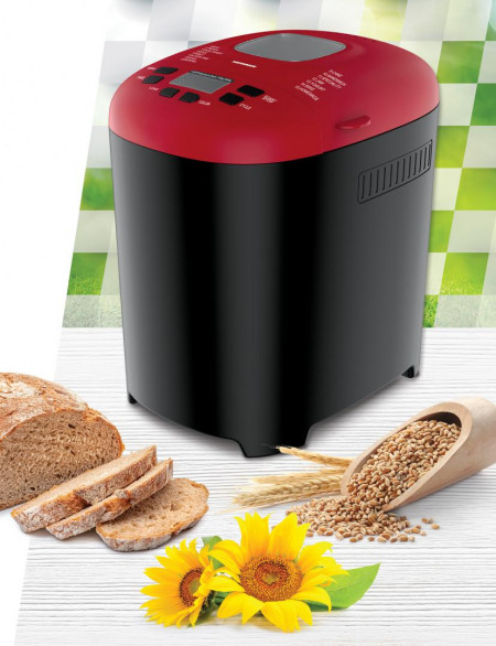 Masina de paine Heinner PastryChef 550 HBM-915BKR, 550W, capacitate 700-900g, 15 programe, Negru/Rosu - Img 3