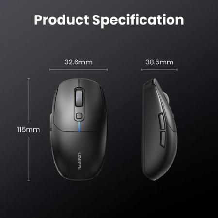 Mouse Ugreen MU103 Bluetooth 5.0 / receptor USB 2.4GHz - negru - Img 5