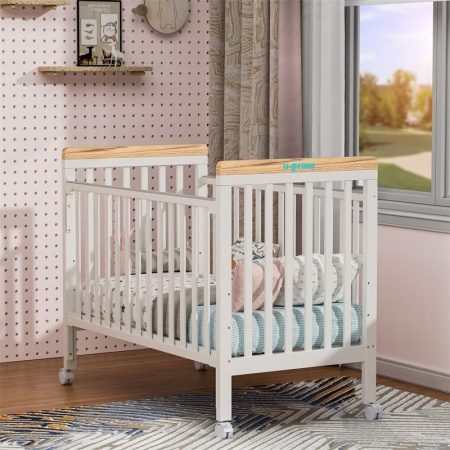Patut din lemn bebe, 120x60cm,alb,U-Grow - Img 8