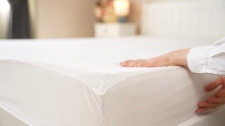 Protecție saltea impermeabilă Dreamzie, 90 x 200 cm, suprafață din bumbac moale, membrană poliuretan respirabilă, barieră antiacarieni, cu elastic de jur împrejur, Alb - Img 2