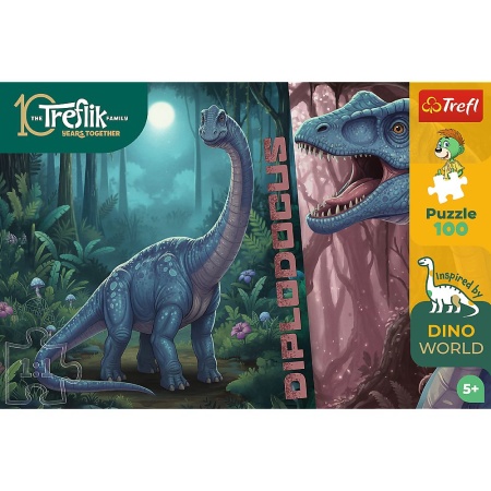 PUZZLE TREFL 100 FAMILIA TREFLIK DINO WORLD DIPLODOCUS - Img 2