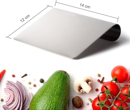 Racletă Multifuncțională de Bucătărie din Oțel Inoxidabil 18/10, 12 x 14 cm, Spatulă pentru Legume, Aluat și Transfer Ingrediente, Curățător Tocător, Compatibilă Mașina de Spălat Vase - Img 2