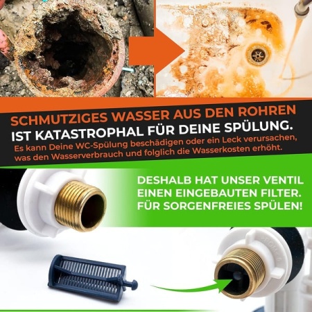 Robinet flotor alimentare rezervor WC LA MAISON SAB, racord lateral 3/8" (12/17 mm), alimentare orizontală silențioasă, presiune până la 21 Bar, certificat CE, Alb - Img 5