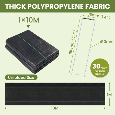 Rolă Geotextil Antiburuiene Velway 1x10m cu 30 Cuie de Fixare Incluse, Membrană Polipropilenă Heavy Duty pentru Grădină - Img 7