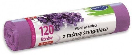 Saci menajeri LDPE, Lavanda, 120 L, 10 buc/rola Stella