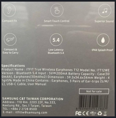 Samsung True Wireless In-Ear Buds T12 Wh - Img 3