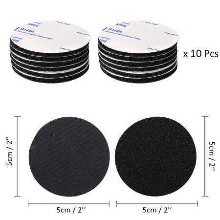 Set 10 Perechi Buline Autoadezive Extra Puternice cu Arici (Hook &amp; Loop), Diametru 50 mm, Negre, Dublu-Adezive, Alternativă Curată la Cuie și Șuruburi, pentru Casă, Școală și Birou - Img 2