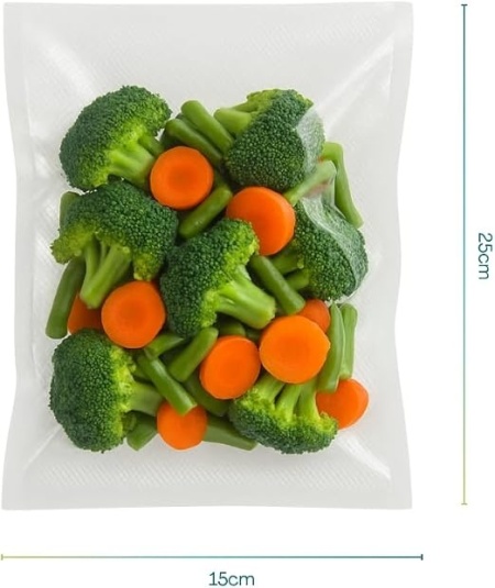 Set 100 pungi gofrate Typec pentru vidat alimente, grosime 105 microni, 15 x 25 cm, compatibile cu aparate de vidat externe - Img 4
