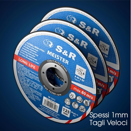 Set 15 Discuri Debitare Metal și Inox S&amp;R 125 mm, Ultra-Subțiri 1.0 mm, Alezaj 22.23 mm, Ranforsare Dublă Fibră de Sticlă, pentru Polizor Unghiular - Img 5