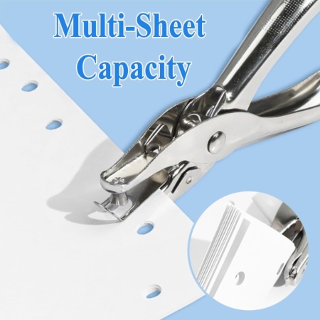 Set 2 Perforatoare Manuale Monoperforație pentru Hârtie și Ecusoane, Dimensiuni Găuri 6 mm (1/4 Inch) și 3 mm (1/8 Inch), Corp Metalic Rezistent cu Rezervor de Colectare Reziduuri, pentru Birou, Carnete de Test și Proiecte Creative - Img 4