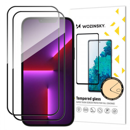 Set 2 x Folie protectie Full Glue Wozinsky super durabil cu cadru Case Friendly iPhone 14 Pro MAX negru