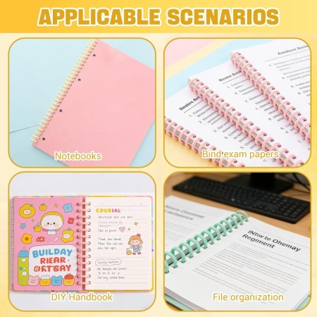Set 20 Inele de Îndosariat din Plastic, 30 Inele (Format A4), Diametru Interior 12 mm, Pas Inele 10 mm, Spire pentru Îndosariere Documente, Caiete, Prezentări și Proiecte Școlare - Img 3