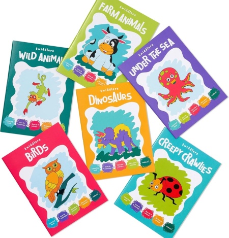 Set 24 Mini Cărți de Colorat pentru Copii THE TWIDDLERS, Format A6, Modele cu Animale, Ideale pentru Cadouri și Pungi de Petrecere (Party Favours) - Img 4