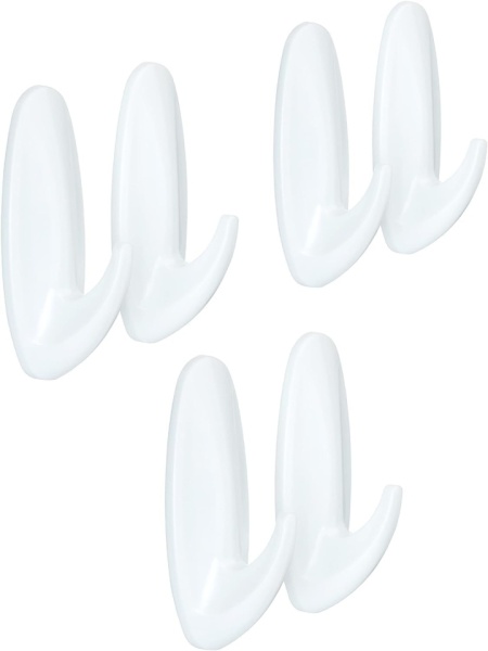 Set 6 Cârlige Adezive Decorative Medium Command 3M, Culoare Alb, Capacitate Susținere 1.3 kg / cârlig (Total 9 Benzi adezive incluse), Montare Fără Găurire - Img 2