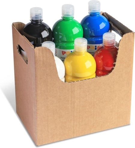 Set 6 culori tempera lavabilă pentru copii PRIMO, 1 litru cu dozator/pompă, vopsea lavabilă pentru hârtie, carton, pânză, sticlă, +3 ani - Img 9