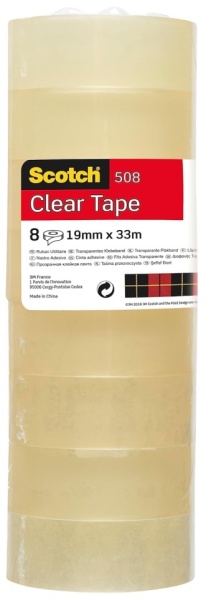 Set 8 role bandă adezivă transparentă Scotch 508, 19 mm x 33 m, uz universal pentru birou, școală și casă - Img 3