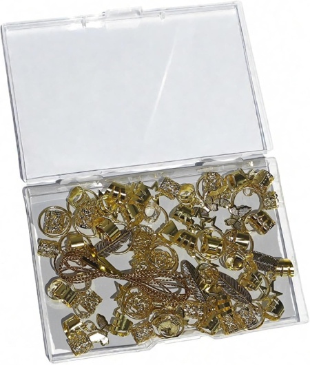 Set 90 Accesorii Aurii pentru Împletituri și Dreadlocks, Bijuterii Metalice pentru Păr, Diverse Stiluri, cu Cutie de Depozitare Transparentă, pentru Petreceri și Festivaluri - Img 3