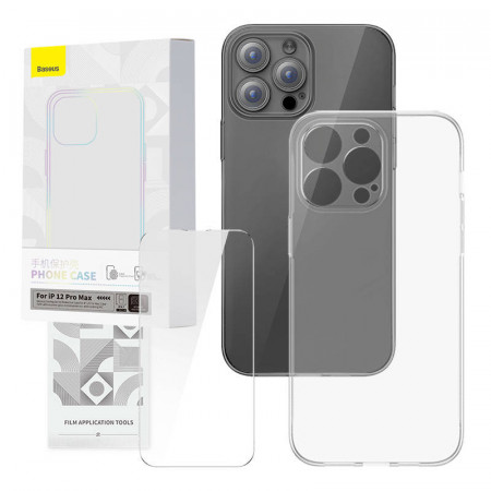Set husă transparentă și sticlă securizată Baseus Corning pentru iPhone 12 Pro Max