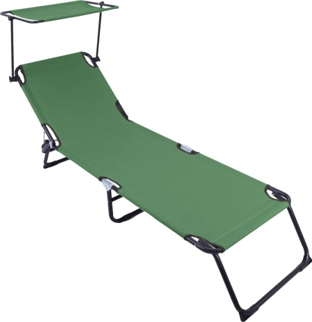 Sezlong pliabil Heinner cu parasolar, dimensiuni 186X55X24 cm, verde - Img 2