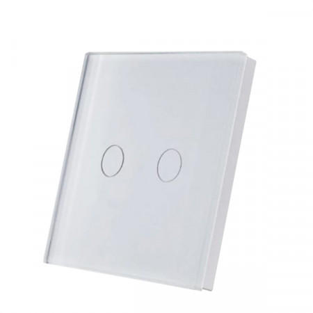 SmartWise wall switch glass touch front panel, white, 2-button