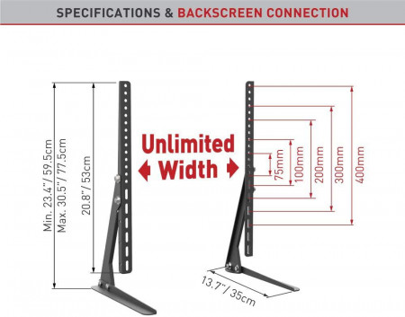 Stand de masa / podea Barkan S40, fix, 32&quot;-70&quot;, Negru - Img 3