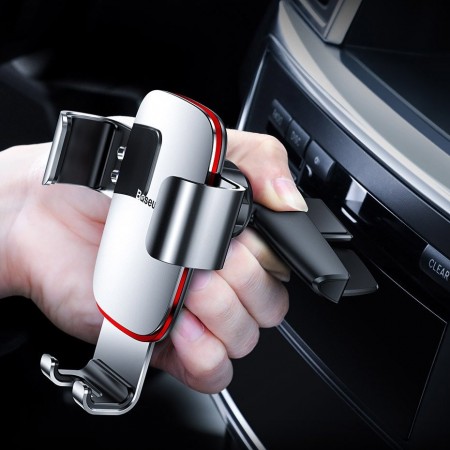 Suport auto cu rotire 360 pentru telefon cu prindere in fanta pentru CD , Baseus Metal Age Gravity , negru - Img 8