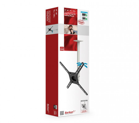 Suport telescopic TV Plat/ Curbat Barkan 3500.W, reglabil, 29&quot;-65&quot;, 40 Kg, Alb - Img 2
