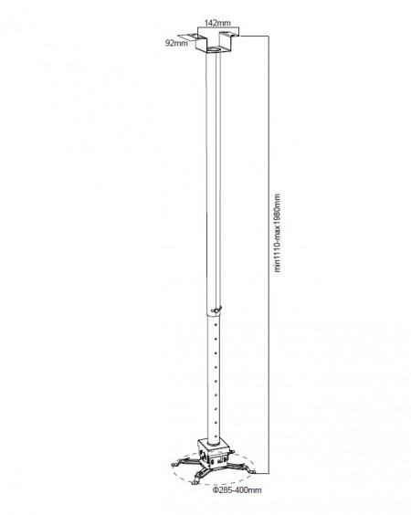 Suport videoproiector de tavan Blackmount CT-PRB-2L, dist. proiector-tavan: 111cm-198cm, alb - Img 3
