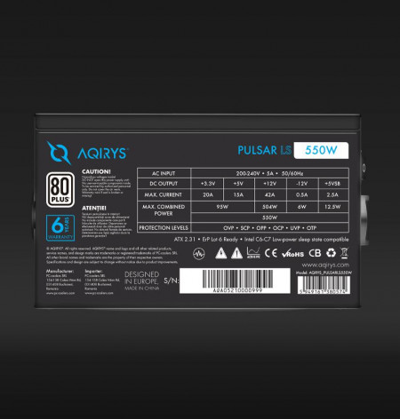 Sursa Aqirys Pulsar LS 550W 80+ - Img 7