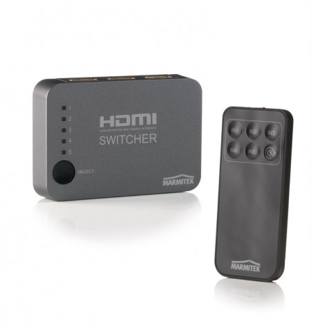 Switch, selector HDMI Marmitek Connect 350 UHD, cu telecomanda si extensie IR, 5 intrari, 4K support
