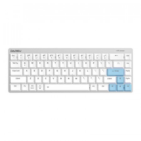 Tastatura mecanica fara fir Dareu EK868 Bluetooth, alb+albastru)