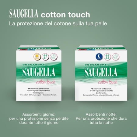 Absorbante de Noapte cu Aripioare Saugella Cotton Touch, 100% Bumbac, Protecție Activă cu Extract de Cimbru (Thymus Vulgaris), Hipoalergenice, 36 Bucăți - Img 5