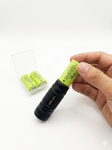 Acumulator Li-Ion 18350A 1500mAh 4.2V Verde, pentru lanterne și dispozitive portabile - Img 2