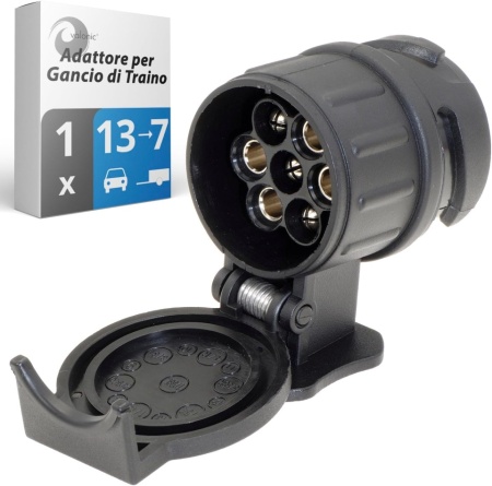 Adaptor Priză Remorcă Valonic, 13 la 7 Pini, pentru Cârlig Remorcare, Suport Biciclete și Rulotă, Negru - Img 2