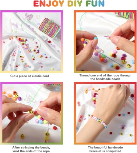 Ață Elastică pentru Brățări, 1 mm × 100 m, Design Curcubeu / Multicolor, Material TPE și Nailon, Ideală pentru Bijuterii DIY și Crafting - Img 5