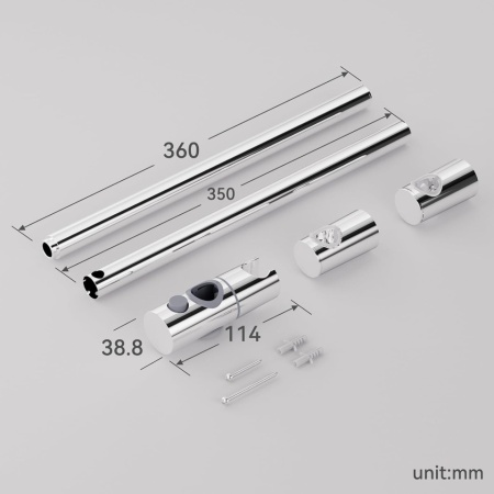 Bară de Duș Reglabilă Auralum 70 cm din Inox Cromat, Suport Pară de Duș Reglabil pe Înălțime și Rotativ 360°, Sistem de Prindere Variabil pe Găurile Existente, Finisaj Lucios Anti-Coroziune - Img 2