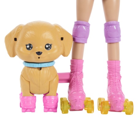 BARBIE PETS SET PAPUSA BARBIE CU PATINE CU ROTILE CATEL SI ACCESORII - Img 2