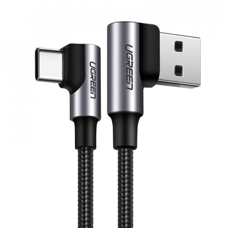 Cablu 90 grade Ugreen Cablu USB - USB Tip C Quick Charge 3.0 QC3.0 3 A 2 m gri (US176 20857)