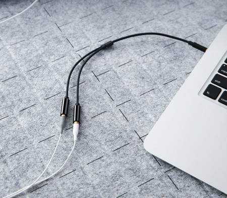 Cablu adaptor AUX Splitter mini jack 3,5 mm cu mufa microfon 20 cm negru (AV141 30620) - Img 8