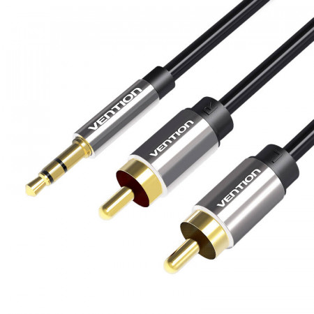 Cablu audio 3.5mm tata la 2x RCA tata 3m Vention BCFBI negru