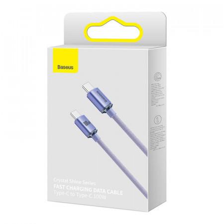 Cablu Baseus Crystal Shine USB-C la USB-C, 100 W, 2 m (violet) - Img 2