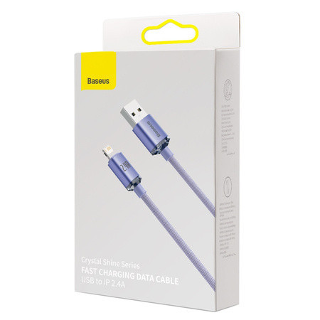 Cablu Baseus Crystal Shine USB la Lightning, 2,4 A, 2 m (violet) - Img 2