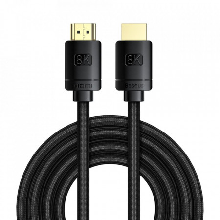 Cablu Baseus HDMI 2.1 cable 8K 60 Hz 48 Gbps / 4K 120 Hz / 2K 144 Hz 3D eARC QMS Dynamic HDR VRR ALLM 3 m black (CAKGQ-L01)