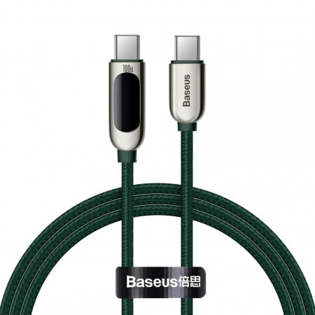 Cablu cu display Baseus USB-C to USB-C 100W 1m (green)