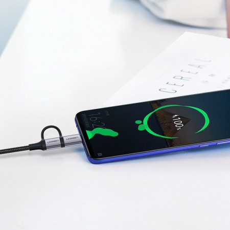 Cablu de date UGREEN 2 in 1 USB la USB Type-C , micro USB 2.4A - 1m - Img 3