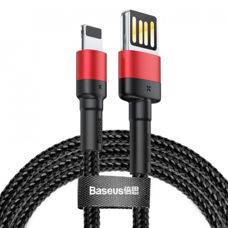 Cablu incarcare fata/verso Baseus Cafule USB- Lightning 2.4A 1m (Red+Black)