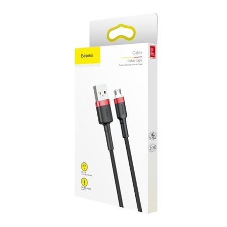 Cablu micro USB QC3.0 2.4A 1M, BASEUS Cafule Durable Nylon, negru + rosu - Img 3